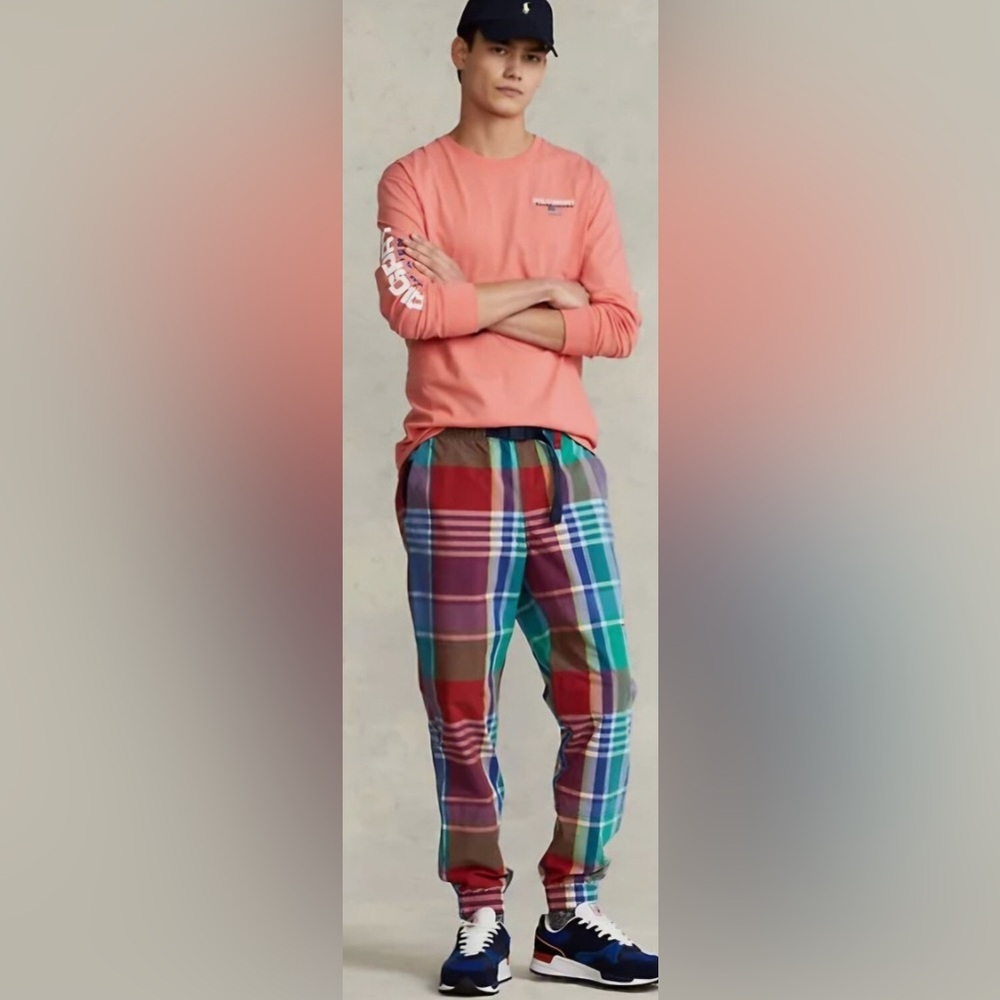 Ralph Lauren Polo Madras Plaid Hiking Pants. Joggers. M. EUC.